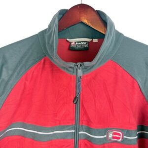 Lotto Italian Sport Design Track Jacket Red Gray Full Zip Mens Size L